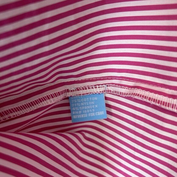 J McLaughlin Cold Shoulder Dress Womens Size Large Pink White Vertical Stripe - Picture 6 of 11